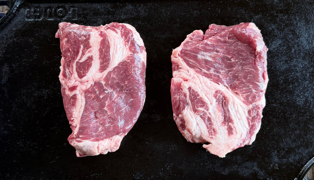 Corn and soy free pork collar steak low PUFA