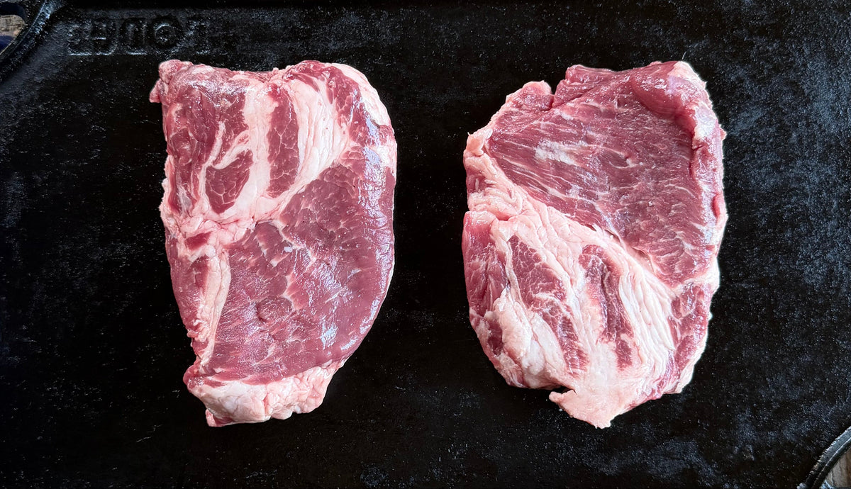 Corn and soy free pork collar steak low PUFA